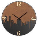 Orologio da Muro City 60x2x60 cm in Ferro e MDF Nero e Marrone e Oro      