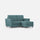 Divano 2 Posti con Pouf 172x145x85 cm Yasel in Tessuto Petrolio