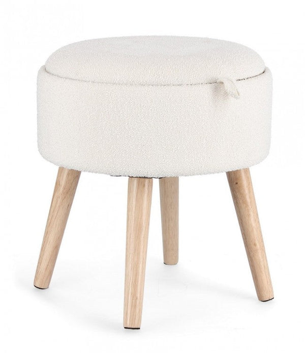 sconto Sgabello Contenitore Ø 39x42,5 cm Zoya in Bouclè Bianco