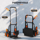 Carrello Portapacchi per Scale 6 Ruote 44x38x106,5 cm Pieghevole Portata 120kg in Acciaio Arancione      