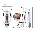 Stazione Fitness Multifunzione 150x110x210 cm in Acciaio e PU Bianco  