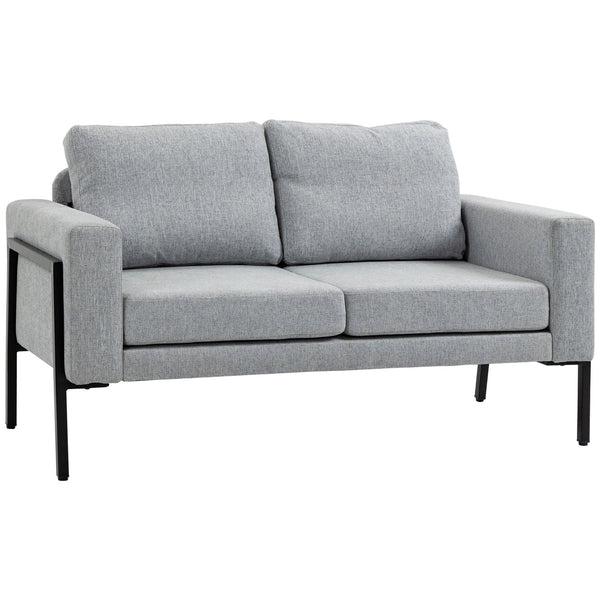 prezzo Divano 2 Posti 138x70x83,5 cm in Tessuto Effetto Lino Grigio