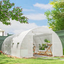 Serra a Tunnel 8x3x2 m con Rivestimento in Plastica e Acciaio Rinforzato Bianco      