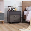 Comodino 2 Cassetti e Ruote con Piano Sollevabile 50x40x50 cm in Legno Grigio