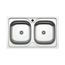 Lavello incasso cucina acciaio 86x50 cm due vasche