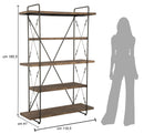 Libreria Raw 119,5x41x185,5 cm in Ferro e MDF Marrone e Nero