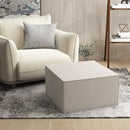 Pouf Poggiapiedi 75x75x41 cm Rivestimento Rimovibile Tessuto Effetto Lino Beige 