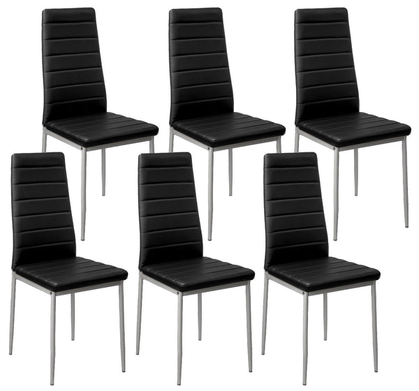 Set 6 Sedie 42x40x82 cm in Similpelle Nero prezzo