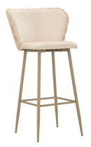 Sgabello Bar Alaska B Crema Set 2 Pz 55x58x106 cm in Compensato e Spugna e Ferro e Poliestere Crema      