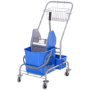 Carrello Pulizie Professionale con Secchio 25L e Strizzatore Blu 