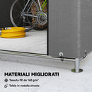 Capanno da Giardino 2x2,4 m Impermeabile Porta Avvolgibile e Telaio in Metallo Grigio Chiaro      