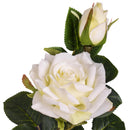 Set 24 Rose X 2 Artificiali con Gambo Corto Altezza 40 cm Bianco