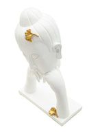 Decorazione Testa Buddha 21,5x13x36 cm in Resina Oro Bianco      