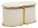 Tavolo da Caffè con 2 Puff Relax 79x45x44 cm in Pino e MDF e Spugna e Poliestere e Metallo      