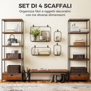 Set 4 Pezzi Mensole Flottanti Geometriche per Soggiorno in Metallo e MDF Nero      