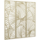 Decorazione Murale 3 Pezzi 30x90 cm in Metallo Foglie di Ginkgo Oro
