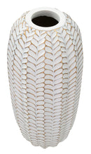 Vaso Resina Leaf Ø18,5x46 cm in Resina Oro e Bianco      