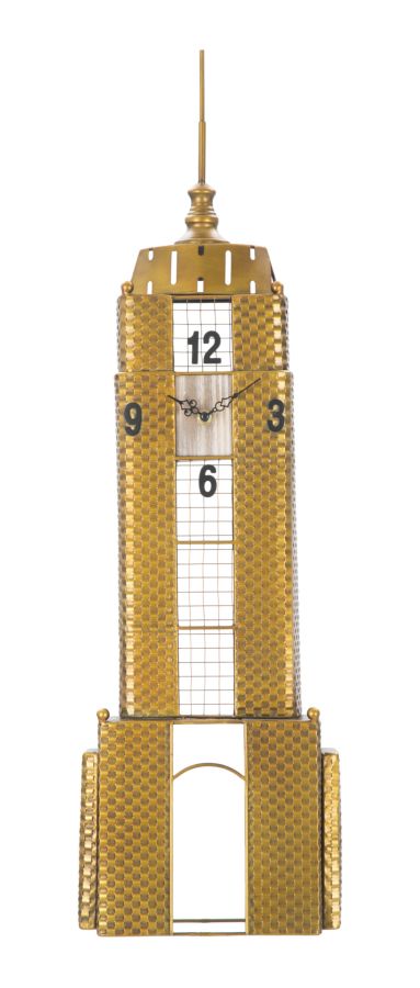 sconto Orologio da Muro Empire Building 23,5x6,5x78 cm in Ferro Oro