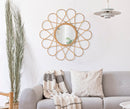 Specchio da Muro Almeria 65,5x3x65,5 cm in Specchio e Rattan e Ferro Marrone      