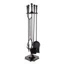 Set Camino 4 Pezzi 78x17 cm Scopino Paletta Attizzatoio e Pinza con Supporto Moon Black Nero