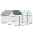 Recinto per Galline con Tetto e Copertura Anti UV 280x380x197 cm in Metallo Galvanizzato Argento      