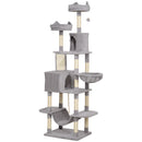 Albero per Gatti 60x50x206A cm con 4 Pali Graffiatoi Cesti Amache per 1-3 Gatti 6 kg in Peluche e Sisal Grigio Chiaro      