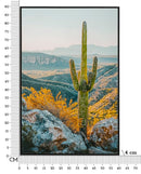 Stampa su Tela Laccata con Cornice Cactus 60x4x90 cm in Pino e Tela e Plastica      