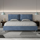 Letto Matrimoniale Imbottito in Microfibra Antea Large Blu Varie Misure
