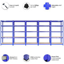 Set 5 Scaffali Senza Bulloni 90x45x180 cm con Connettori in Acciaio Blu 