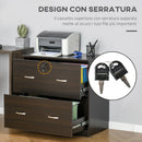 Cassettiera Portadocumenti 74x42x72 cm 2 Cassetti con Chiavi in Truciolare Noce
