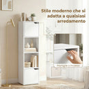 Libreria Moderna 30x29x119 cm con 2 Armadietti e Ante a 4 Ripiani in Legno Bianco      