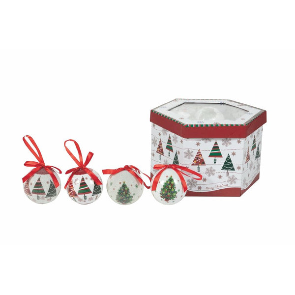 prezzo Set 14 Palle di Natale Ø7,5 cm in Polyfoam con Box Fiocchi e Alberi