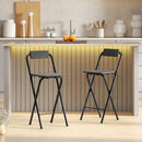 Set 2 Sgabelli da Bar Pieghevoli con Poggiapiedi 37x45x87 cm in Legno e Acciaio Nero  