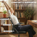 Sedia da Ufficio Ergonomica 58x63x105-126 cm con Supporto Lombare e Poggiapiedi in Tessuto e Acciaio Nero      