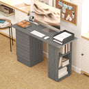 Scrivania Moderna con 3 Cassetti e 3 Ripiani per Camera e Ufficio, in Legno, 120x49x72 cm, Grigio      