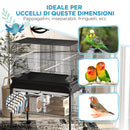 Voliera Gabbia per Uccelli da Interno 85x49x119 cm con Vassoio Ripiano e Ruote con Freno Nero      