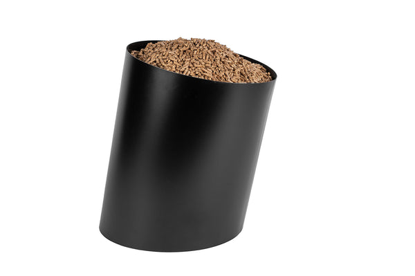 Porta Pellet Inclinato Ø39x50 cm in Ferro Verniciato Grigio Martellato online