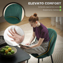 Set 2 Sedie da Pranzo 52x55x79 cm Imbottite con Schienale a Conchiglia in Velluto Verde Scuro      