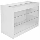 Bancone Espositore 120x90x60 cm per Negozio con Vetrina Ripiani in Vetro Bianco Brillante