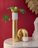 Vaso Bann Big 15,3x13x30,5 cm in Resina Oro e Bianco      