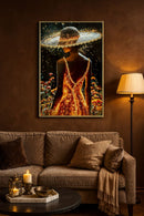 Stampa Decorata su Tela Laccata con Cornice Illumy 62x3,5x92 cm in Abete e Tela e Plastica      