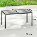 Tavolo da Giardino 4-6 Persone 150x80x74 cm con Piano Effetto Legno in Acciaio e Plastica Grigio e Nero      