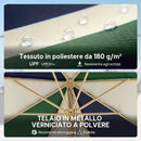 Ombrellone da Giardino Tettuccio a Blocchi di Colore con 8 Stecche UV 30+ con Telaio Effetto Legno Blu Verde e Crema      