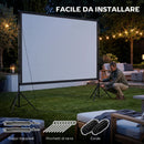 Telo per Proiettore 120" 16:9 HD 4K-8K Angolo di Visione 160° con Treppiedi Pieghevoli Bianco      