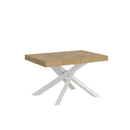 Tavolo Allungabile 130-390x90x77 cm Volantis Premium Quercia Natura Telaio Bianco 