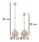 Porta Candele Slimmy Crema Set 2 Pz Ø8x36 cm - Ø8x32 cm in Ferro Crema e Oro      