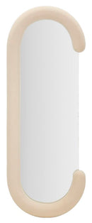 Specchio da Muro Chantal Velluto Crema 60x7x160 cm in MDF e Poliestere e Specchio Crema      
