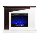 Camino Elettrico da Pavimento 90x115x27 cm Effetto Fiamma 1500W Gaspar & Lorance Bianco/wenge