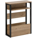 Tavolino da Soggiorno 46x18x58,5 cm in Stile Industriale con 2 Ripiani in Legno e Metallo Color Noce Scuro      