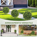 Set 2 Piante Artificiali di Bosso da 40 cm con Picchetto Integrato per Interno ed Esterno in PE Verde      